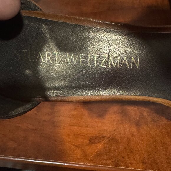 Stuart Weitzman Brown/Cognac Braided Straps Heels Round Size 6 - Picture 5 of 8